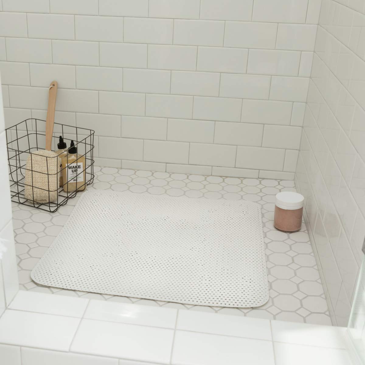 Duck Brand Softex Shower Mat, Machine Washable, 21 x 21 Inches, White, Skid Resistant (285154)