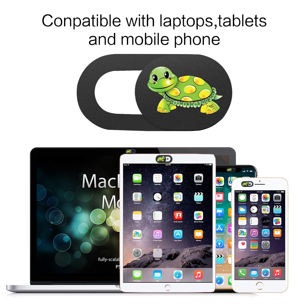 Emoonland 3 Pack Laptop Web Camera Cover Ultra Thin (0.027in) Webcam Cover Slide Turtle Printed