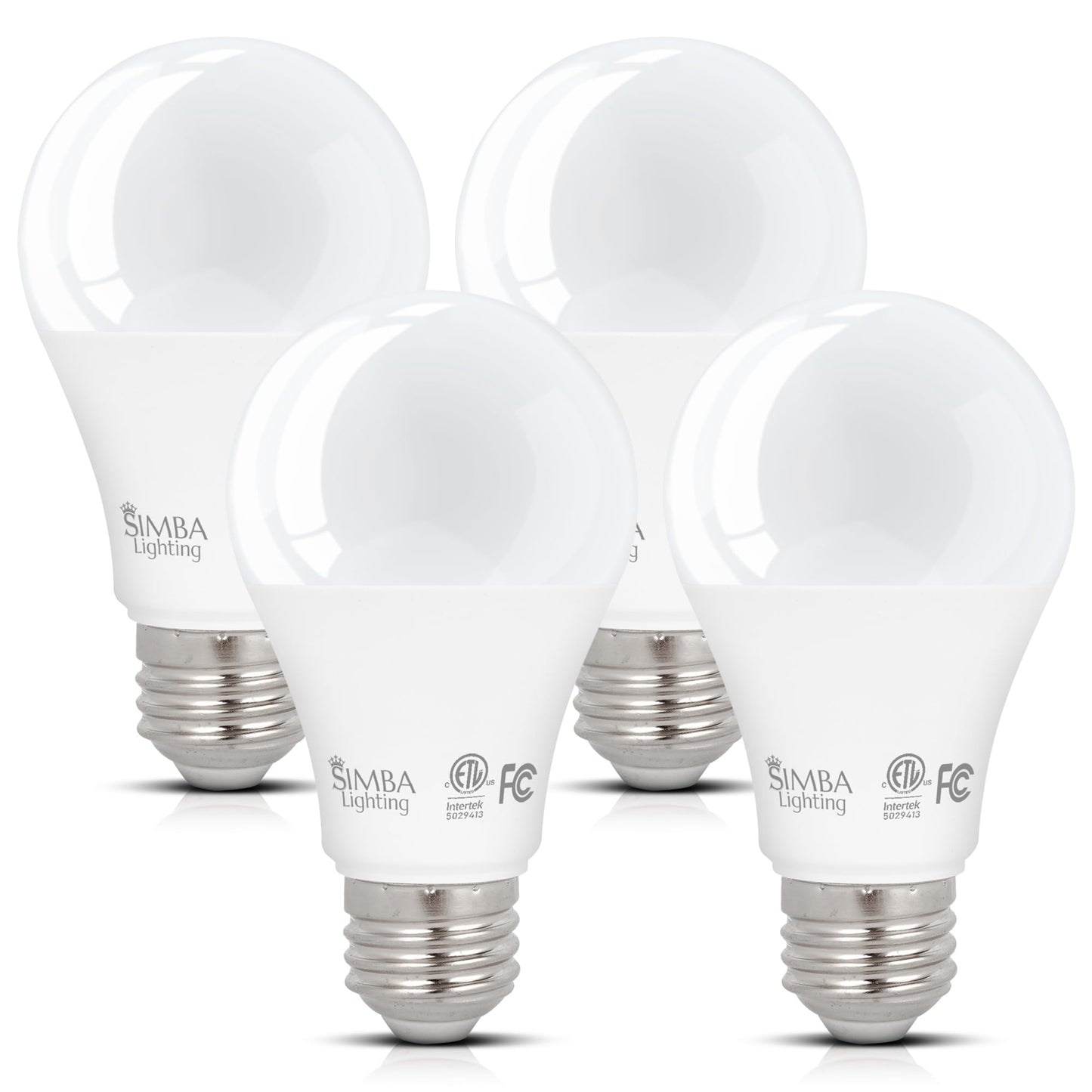 Simba Lighting LED A19 6W 120V ETL Listed Light Bulbs E26, 5000K, 4 Pack
