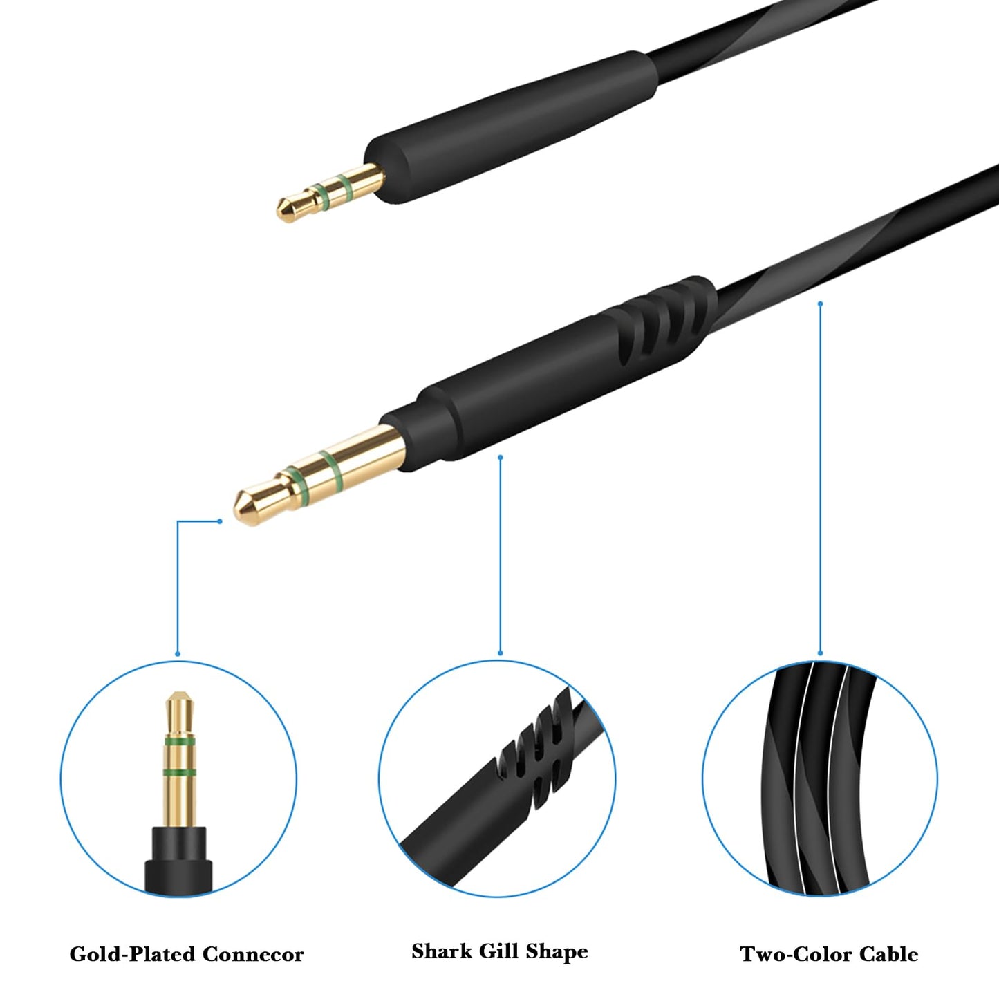 Linkidea Audio Cable for AKG Y600NC, Y40, Y50, Y500, N60NC, N700NC, N60, N700NC M2M, Y50BT, Y45BT, N90Q Headphones, 3.5mm to 2.5mm Replacement Aux…