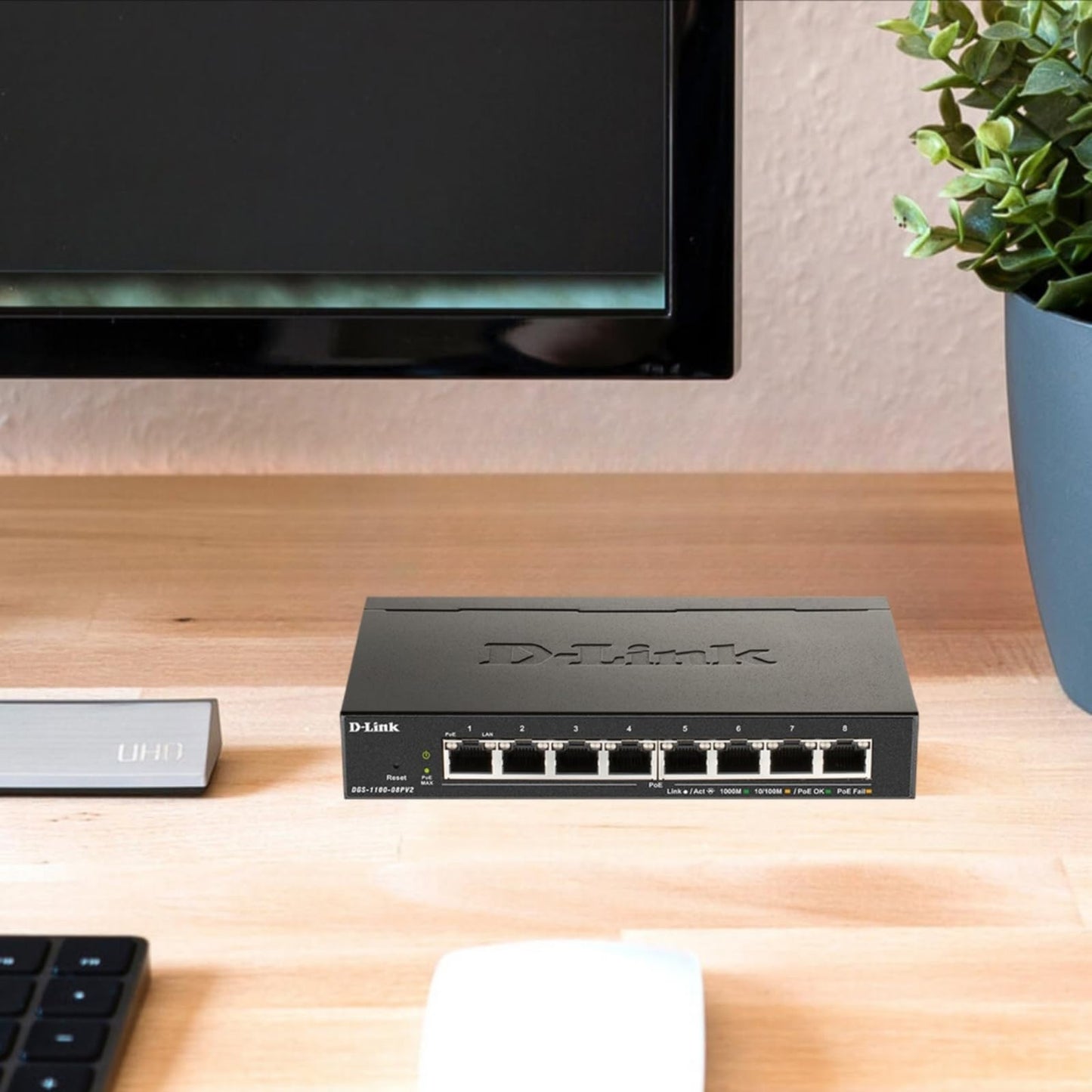 D-Link 8-Port Gigabit Smart Managed PoE+ Switch -8 PoE+ Ports (64W)-L2-VLANs-Cable Diagnostics -Web Managed -Desktop -Fanless-NDAA Compliant -Lifetime