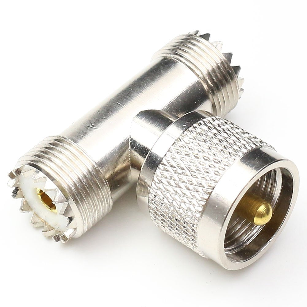 ANHAN UHF Male to UHF Female Tee Connectors, Pl259 Tee Connector pl259 Coaxial Cable Adapters SO239 Splitter for Ham Radio CB Antenna 1Pack