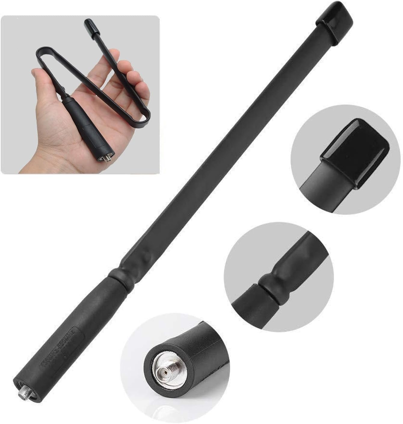2 Pack BAOFENG Antenna VHF/UHF 18.8-inch 144/430MHz High Gain Foldable Ham Radio Antenna for UV-5R,5RPlus,BF-F8HP,BF-888S,BF-888S EX, 5RX3, 3RPlus