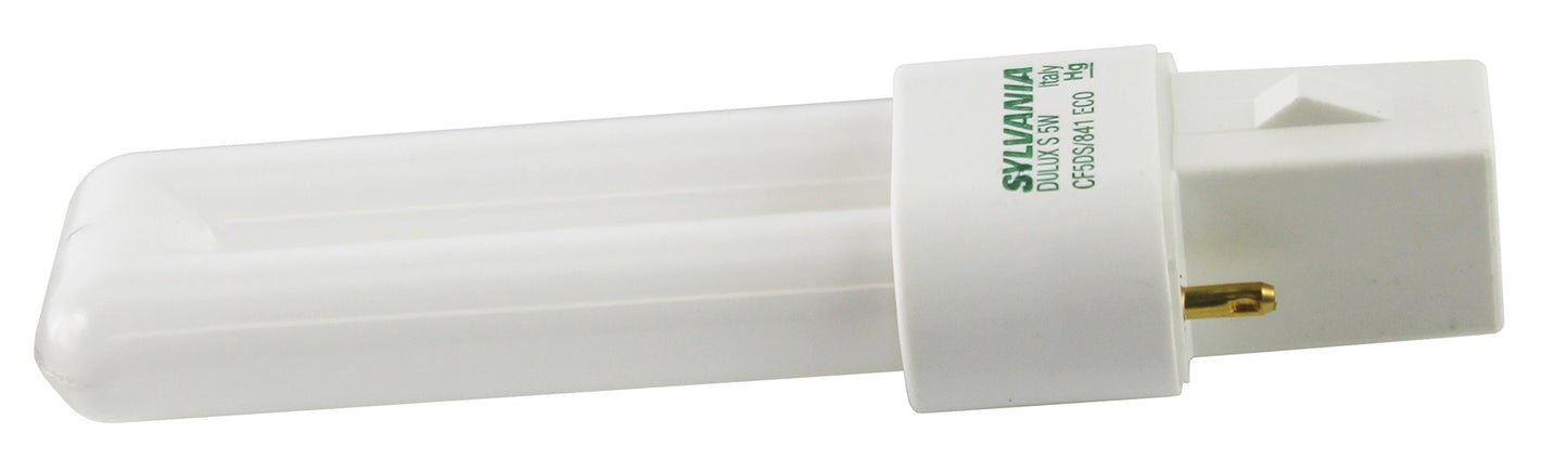 Osram Sylvania 20303 CF5DS/841/ECO DULUX 5W single compact fluorescent lamp with 2-pin base, 4100K color temperature, 82 CRI, ECOLOGIC for use on