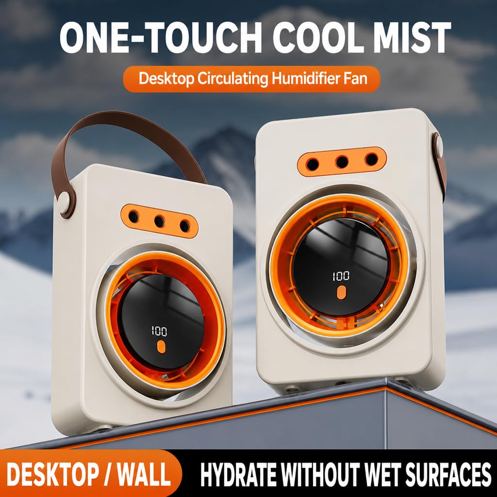 KFFNFMJK 2 Pack Desktop 3-Hole Humidification Circulating Fan, 2 in 1 Cooling & Humidifying Desk