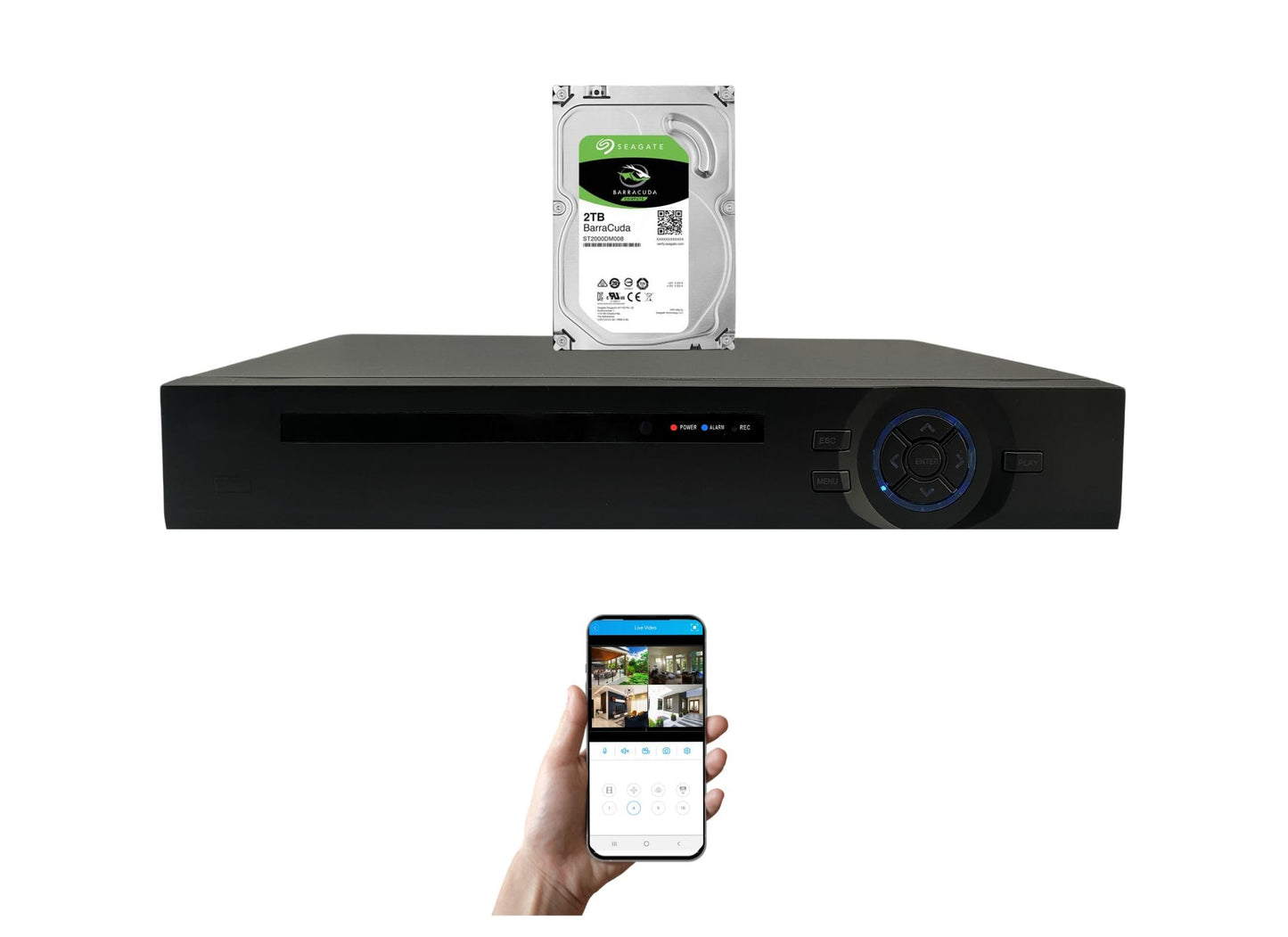 Evertech 16 Channel H.265 High-Definition DVR 2TB HDD Hybrid TVI AHD CVI Analog Home Office CCTV Security Digital Video Recorder