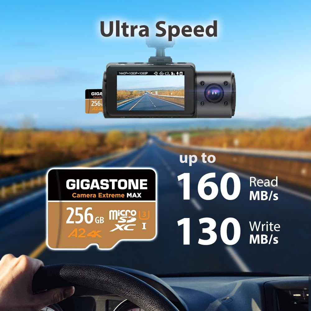 ?5-Years Data Recovery? GIGASTONE 256GB Micro SD Card, 4K Camera Extreme MAX Series Speed Up to 160MB/s, Compatible with, Gopro, DJI, REDTIGER Rove
