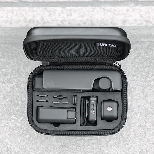 SUREWO Osmo Pocket 3 Mini Case, Portable PU Storage Protective Bag for DJI Osmo Pocket 3 Standard kit and DJI Osmo Pocket 3 Power Expansion Combo