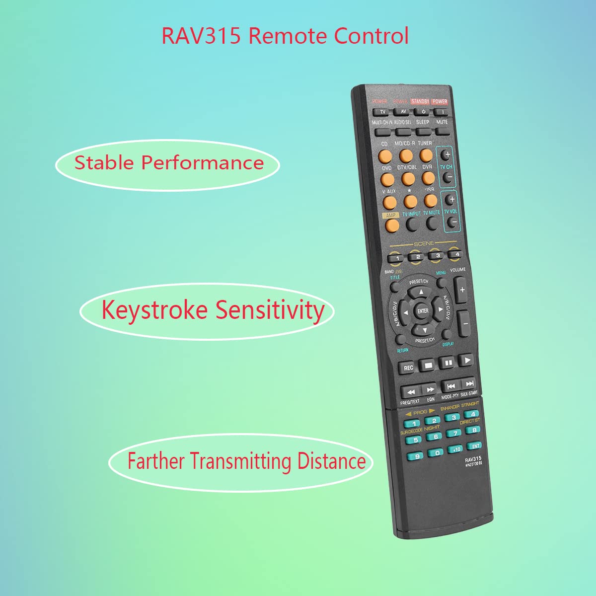 GHUST RAV315 Replacement Remote Control for Yamaha RX-N600 RX-V1200 RX-V1500 RX-V1600 RX-V1800 RX-V2700 RX-V3300 RX-V361 RX-V363 RX-V365 RX-V3800