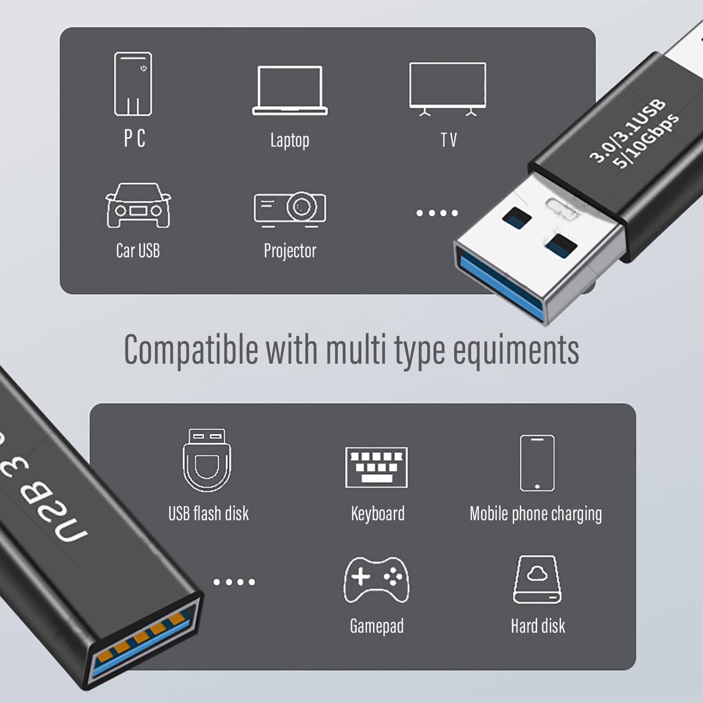 HIEbee 3kinds of USB 3.0 apters kit, USB 3.0 Female to Female and Male to Male and Female to Male, high Speed Convert Extension Coupler Connector…