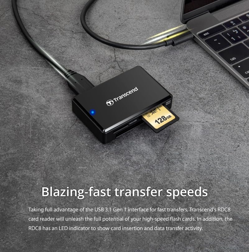 Transcend USB 3.1 Multi Card Reader (SD, microSD, CF) - Black