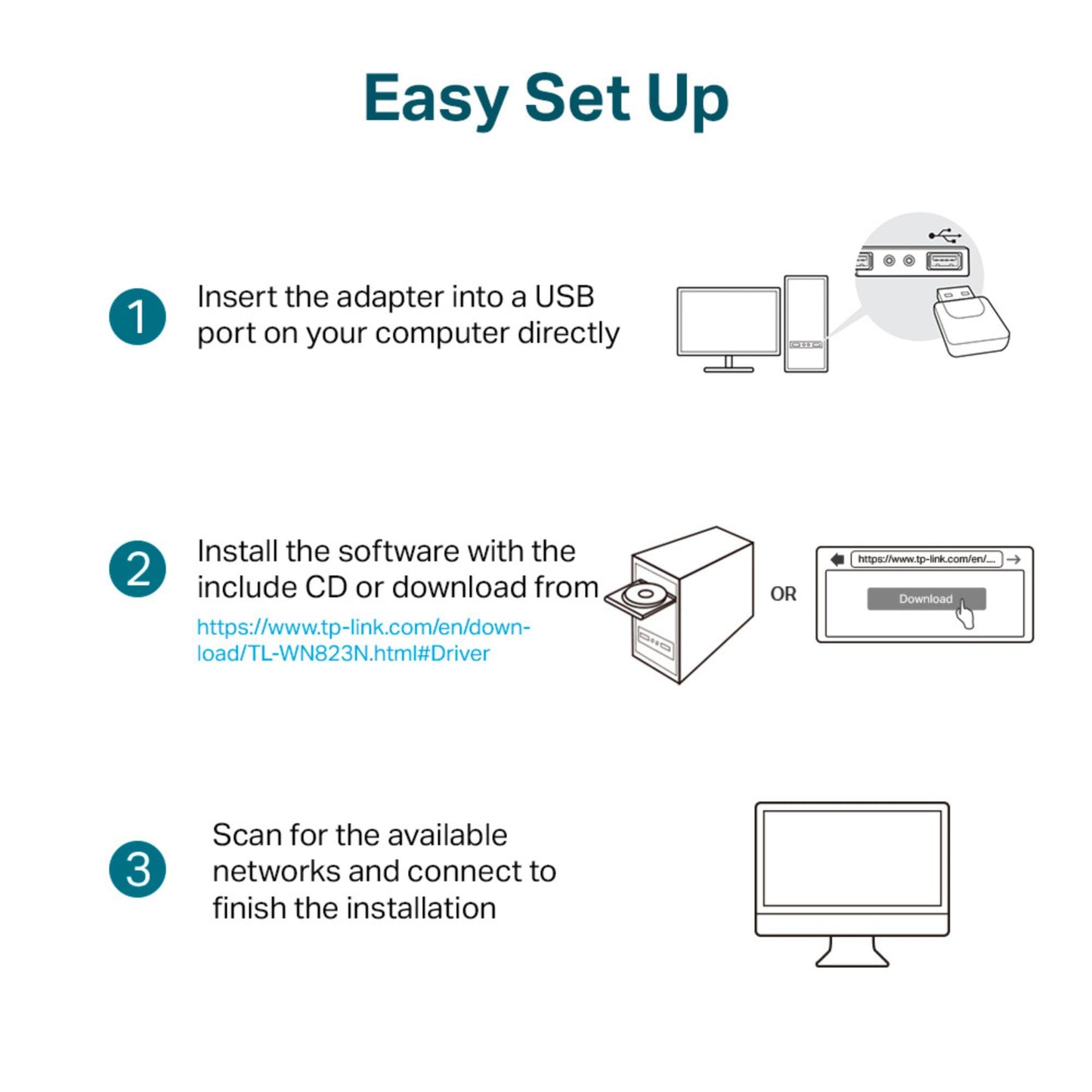 TP-Link TL-WN823N N300 Mini USB Wireless WiFi Network Adapter for pc, Ideal for Raspberry Pi
