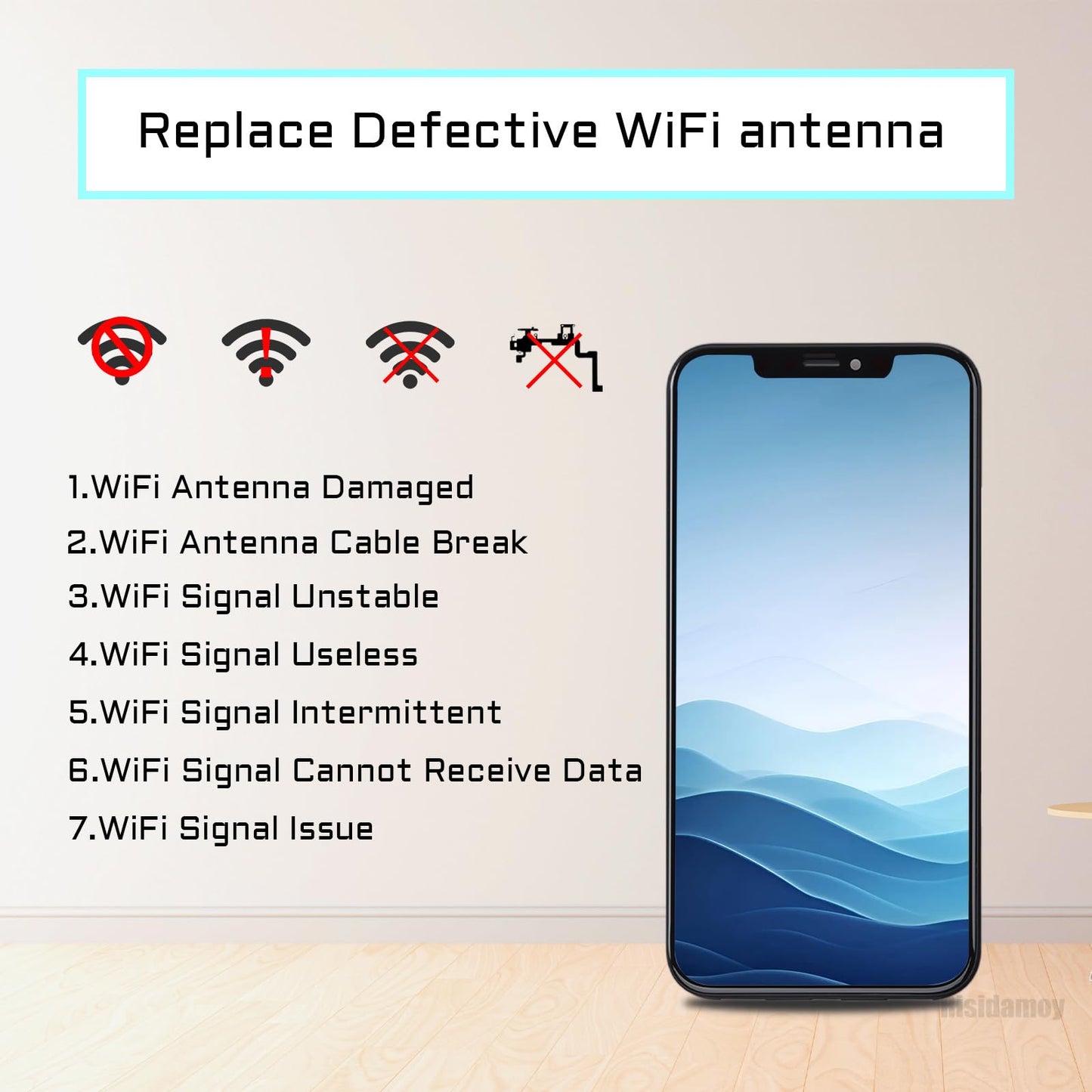 Risidamoy for iPhone 11 WiFi Signal Antenna Flex Cable Replacement for iPhone11 Signal WLAN Antenna Cable Part with Fix Tool Crowbar and Tweezers
