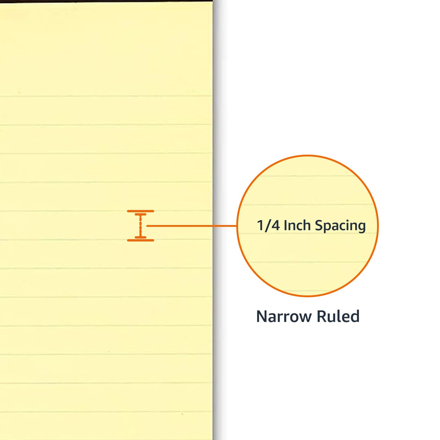 Amazon Basics 50-Sheet Narrow Ruled Lined Writing Note Pad, 5" x 8", 12-Pack, Canary, Perforated