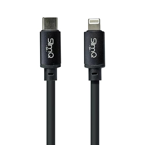 SlimQ USB-C Cable Compatible with Light- ning, Compatible with iPad, iPhone, iPod Charging (Type C, 3ft, Gray)