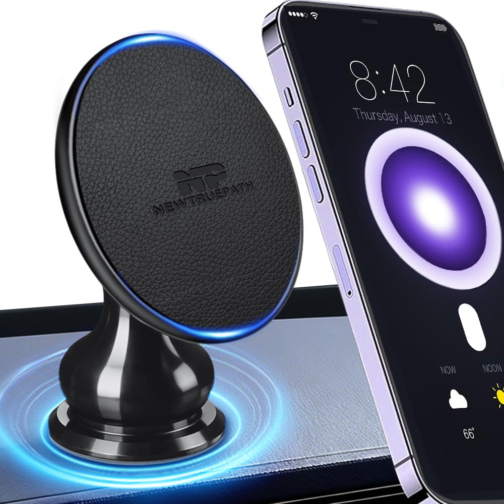 New True Path Ultra-Strong Magnetic Phone Holder for Car Dashboard MagSafe 360° Rotation Aluminum Alloy Metal Car Mount Compatible with iPhone 17 Pro
