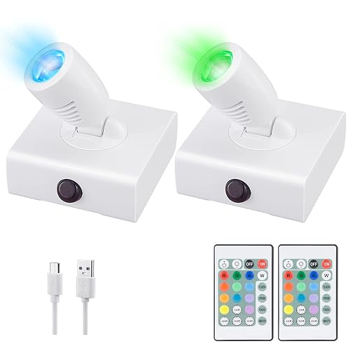 HONGUT Wireless LED Spotlight, Wall Picture Lights,12 Colors Changing Accent Artwork Lighting, Picture Light for Paintings, Indoor Closet Lights, Puck