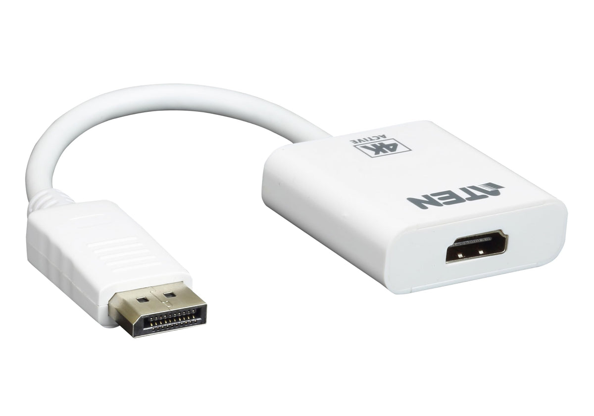 ATEN VC986 DisplayPort to HDMI Adapter 4K Active White Audio Eyefinity Multi Screen Support 1920 x 1200 60Hz - Mac Win Support