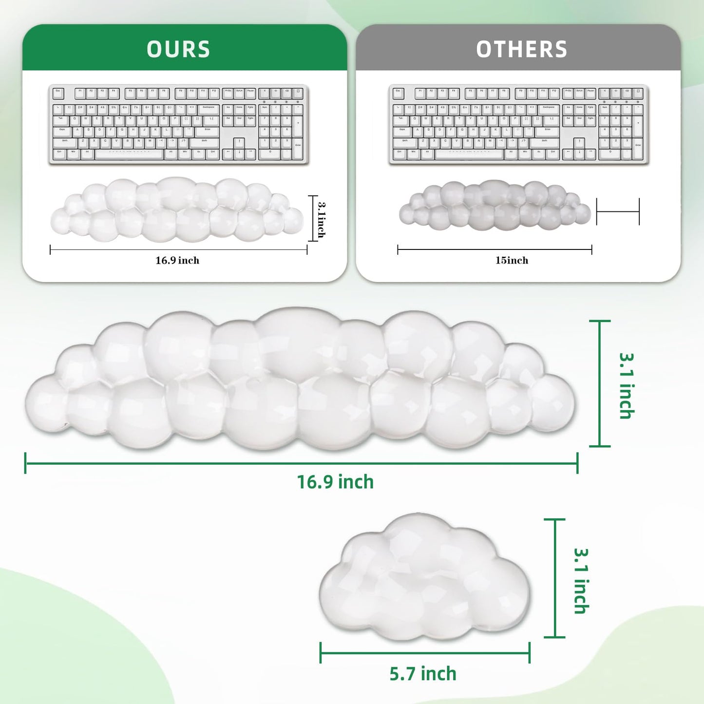 Gel Cloud Keyboard and Mouse Wrist Rest Set, Cute Ergonomic Wrist Support and Arm Support Keyboard Rest for Typing Pain Relief?Suitable