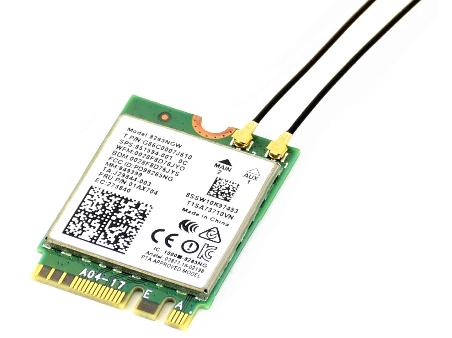 Wireless-AC8265 Dual Mode AC8265 Wireless NIC Module for Jetson Nano Developer Kit B01/A02, Support 2.4GHz/5GHz 300Mbps/867Mbps Dual Band WiFi