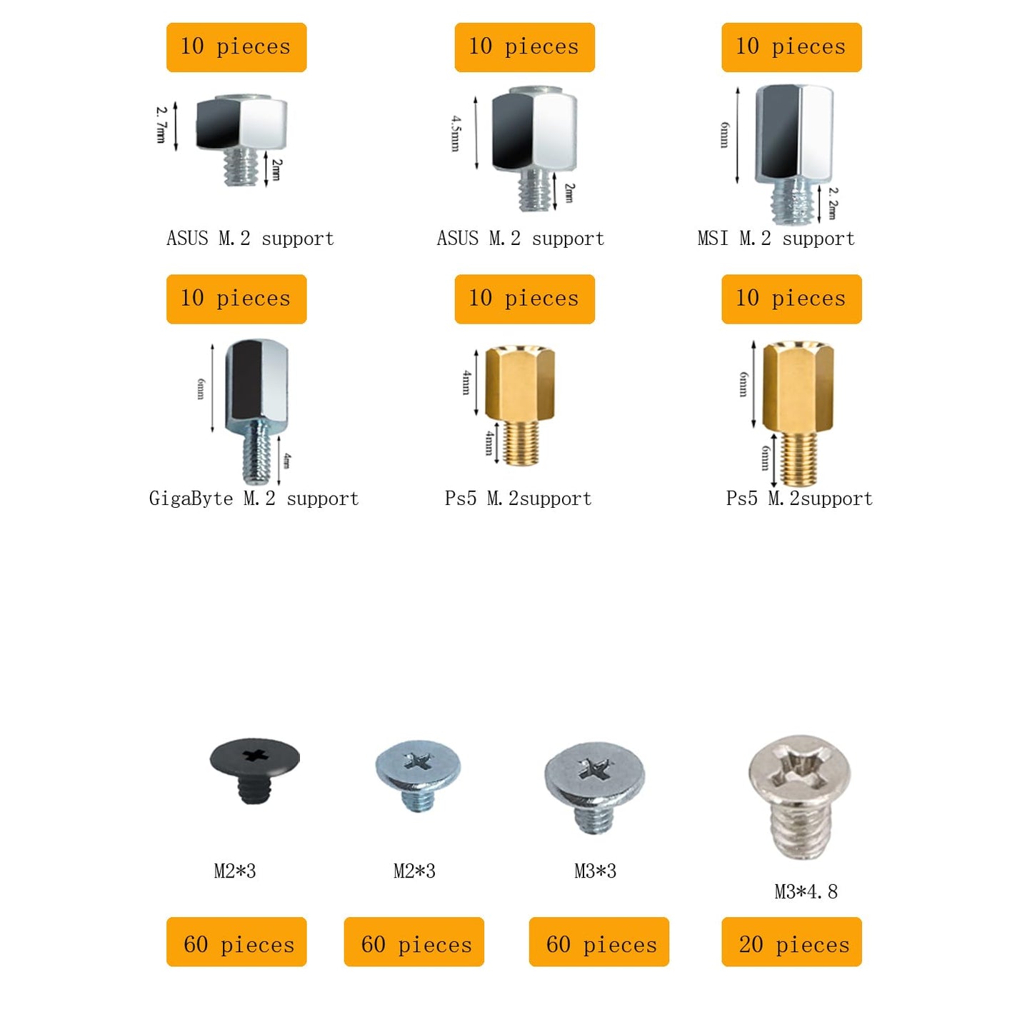 M.2 SSD Screw Kit, M.2 Standoff and Screw Kit for Asus Gigabyte MSI PS5 Motherboards