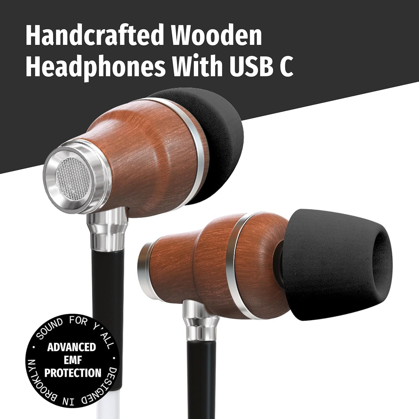 Symphonized Premium Airtube Headphones EMF Earbuds, 3D Sound, Microphone Volume Control, 8mm Bass Drivers Granting High Audio Quality for USB C iPhone