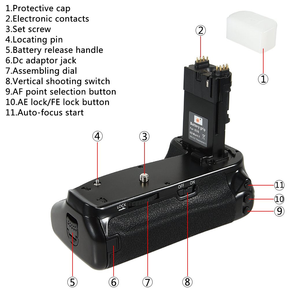 DSTE Pro BG-E21 Vertical Grip Compatible with Canon EOS 6D Mark II Digital Camera