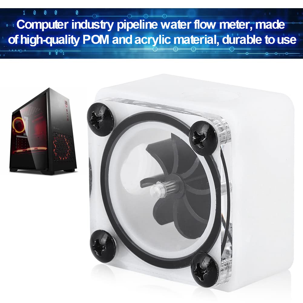 G1/4 Thread Revolving Speed Water Cooling POM Acrylic Material Impeller Water Meter Indicator with Silicone Sealing Ring, for PC Water Cooling