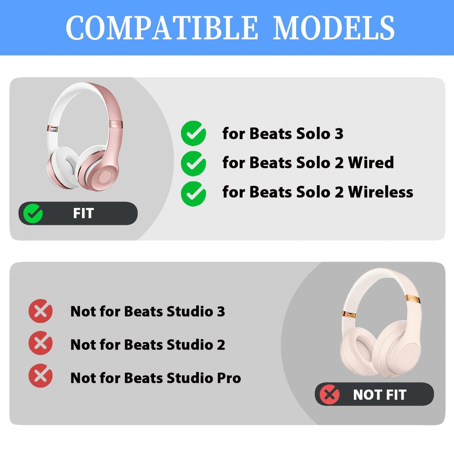 Adhiper Solo3 Headband Replacement Top Headband Repair Parts Compatible with Solo 3 Solo 3.0 Wireless Solo 2.0 Wireless Over-Ear Headphones (Rose