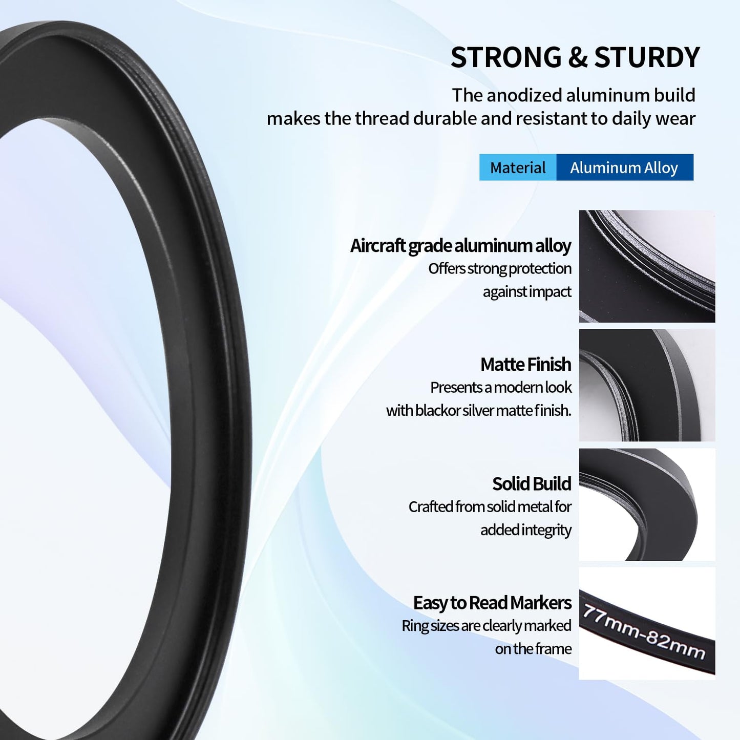 77-82mm Step-Up Ring Adapter, 77mm to 82mm Step Up Filter Ring for 77mm Lens Mount 82mm for DSLR Lenses and ND UV CPL IR Filters ?77-82mm?
