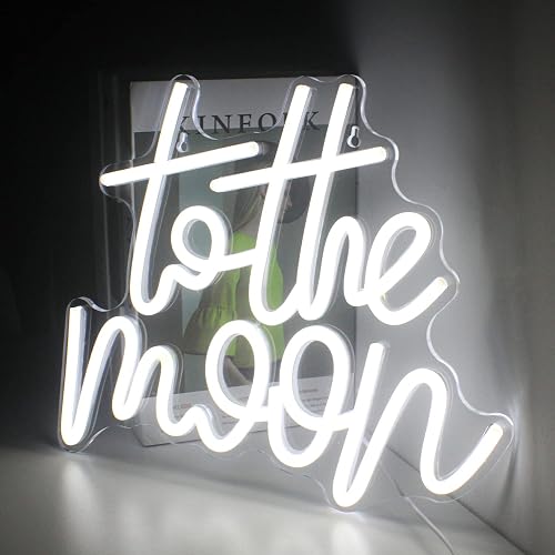 Looklight To The Moon Neon Sign Letters Led Signs White Neon Lights for Wall Decor Connectivity Light Up Moon Wedding Anniversary Home Birthday