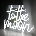 Looklight To The Moon Neon Sign Letters Led Signs White Neon Lights for Wall Decor Connectivity Light Up Moon Wedding Anniversary Home Birthday