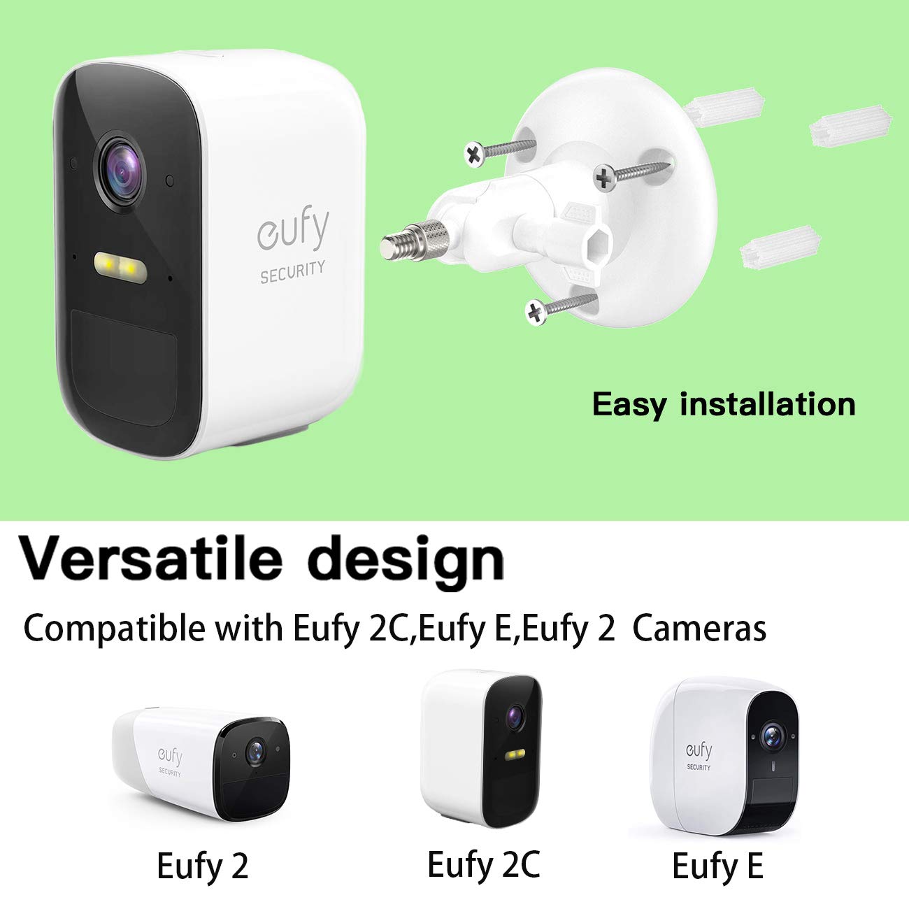 VOMENC Adjustment Wall Mount Holder Compatible with Eufycam 2,eufyCam 2C/2C Pro, 2/2 Pro, 3C/S300, 3/S330 and Other Eufycams Compatible Models,1/4"