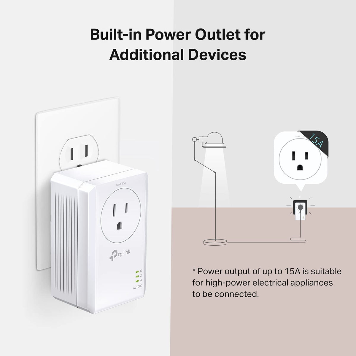 TP-Link AV1000 Powerline Ethernet Adapter Kit (TL-PA7017P KIT) - Passthrough, Noise Filtering, Gigabit Port, Plug Pair & Play, Network Adapter, Free