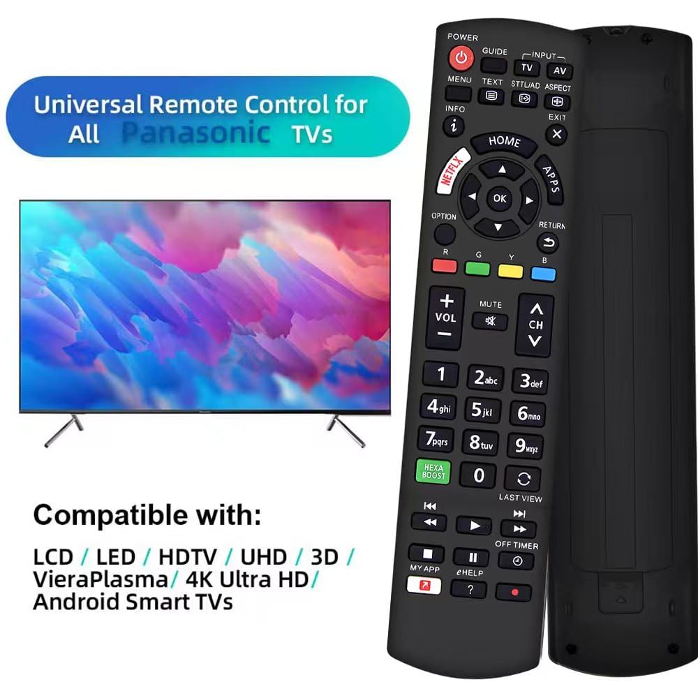 Universal Remote Control for Panasonic TV Remote Control Works for All Panasonic Plasma Viera HDTV 3D LCD LED TV