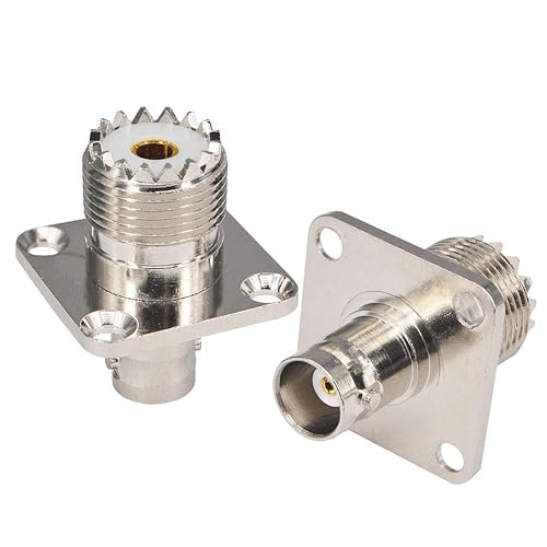 Boobrie BNC Female to UHF Female SO239 4 Hole Flange Panel Mount Connector RF Coax Adapter Female to Female Coaxial Cable Connector BNC Jack to UHF