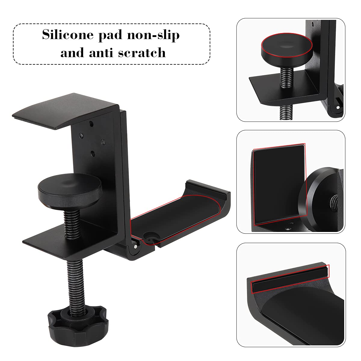 NCHONHONG Headphone Holder Under Desk Hook with Cable Organizer, Foldable Aluminum Headset Mount, Space-Saving Hanger for Most Headphones