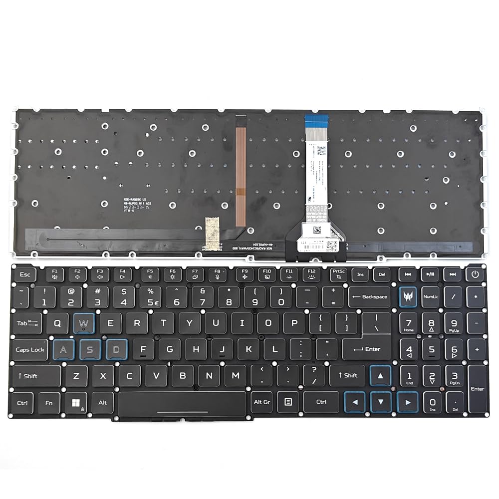 KGIGIBE Replacement Backlit Keyboard for Acer Predator Helios Neo 16 PHN16-71 PHN16-71-747H PHN16-71-5606 N22Q22 Laptop US Black with RGB Colorful