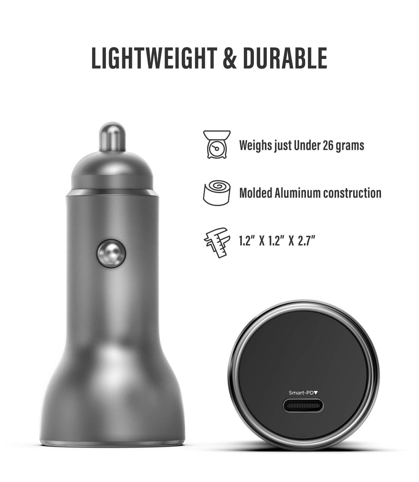 Galvanox iPhone Car Charger with Cable (Apple MFi Certified) 18W Ultra Fast Charging Power Adapter with 6ft Braided USB-C to Lighting Cord (Compatible
