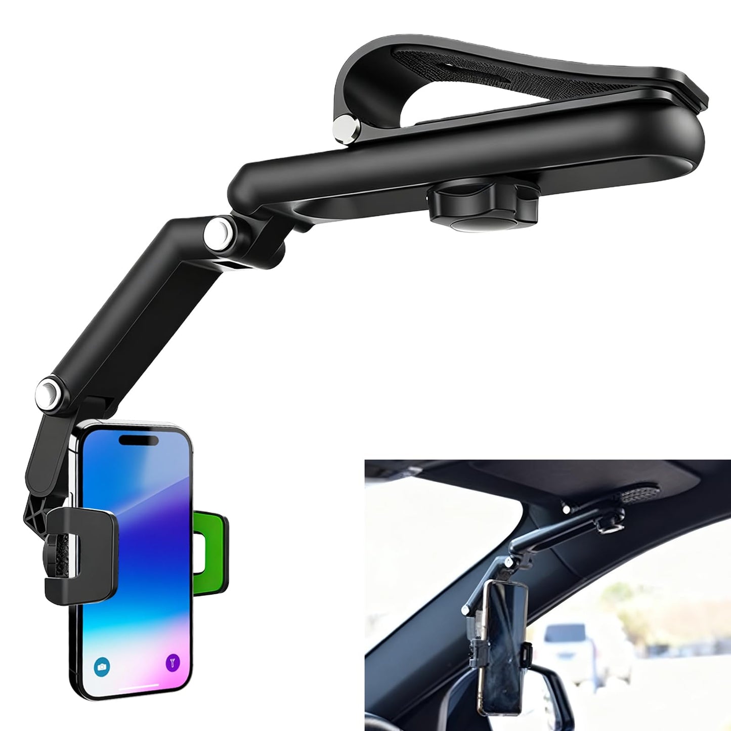 Sun Visor Car Phone Holder,1080 Multifunctional Sun Visor 360° Rotating Cell Phone Holder,Retractable Sunvisor Phone Holder for Car,Foldable Sunvisor