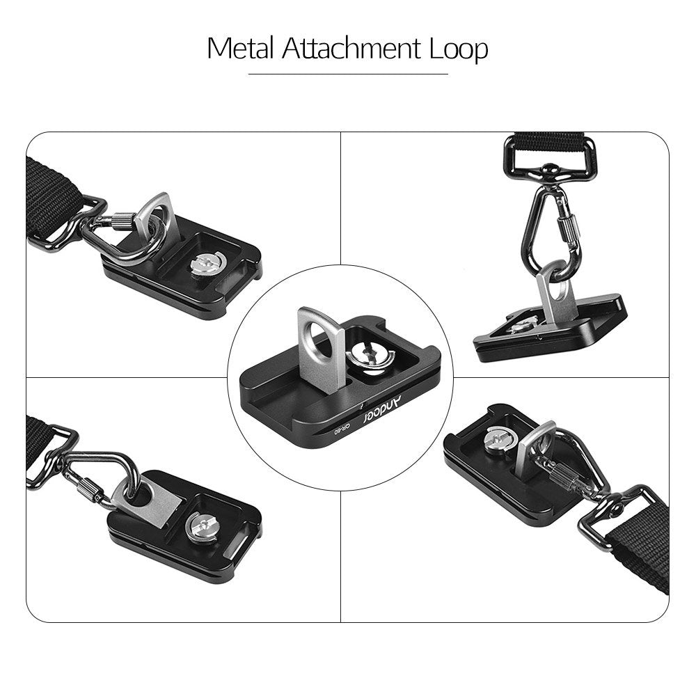 Andoer 60mm Quick Release Plate for Arca-Swiss Tripod Ball Head, with Attachment Loop