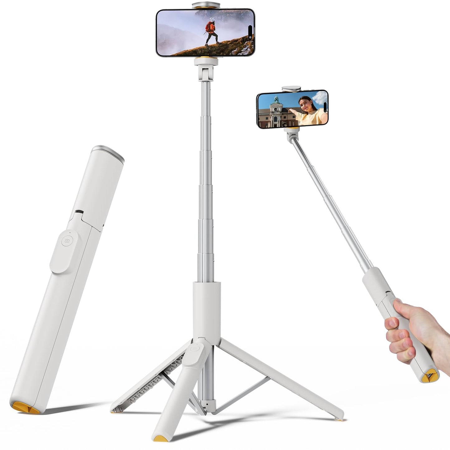 TODI Selfie Stick Tripod for iPhone, 60" Lightweight Phone Tripod Stand with Wireless Remote, Extendable Selfie Stick for Android, All-in-1