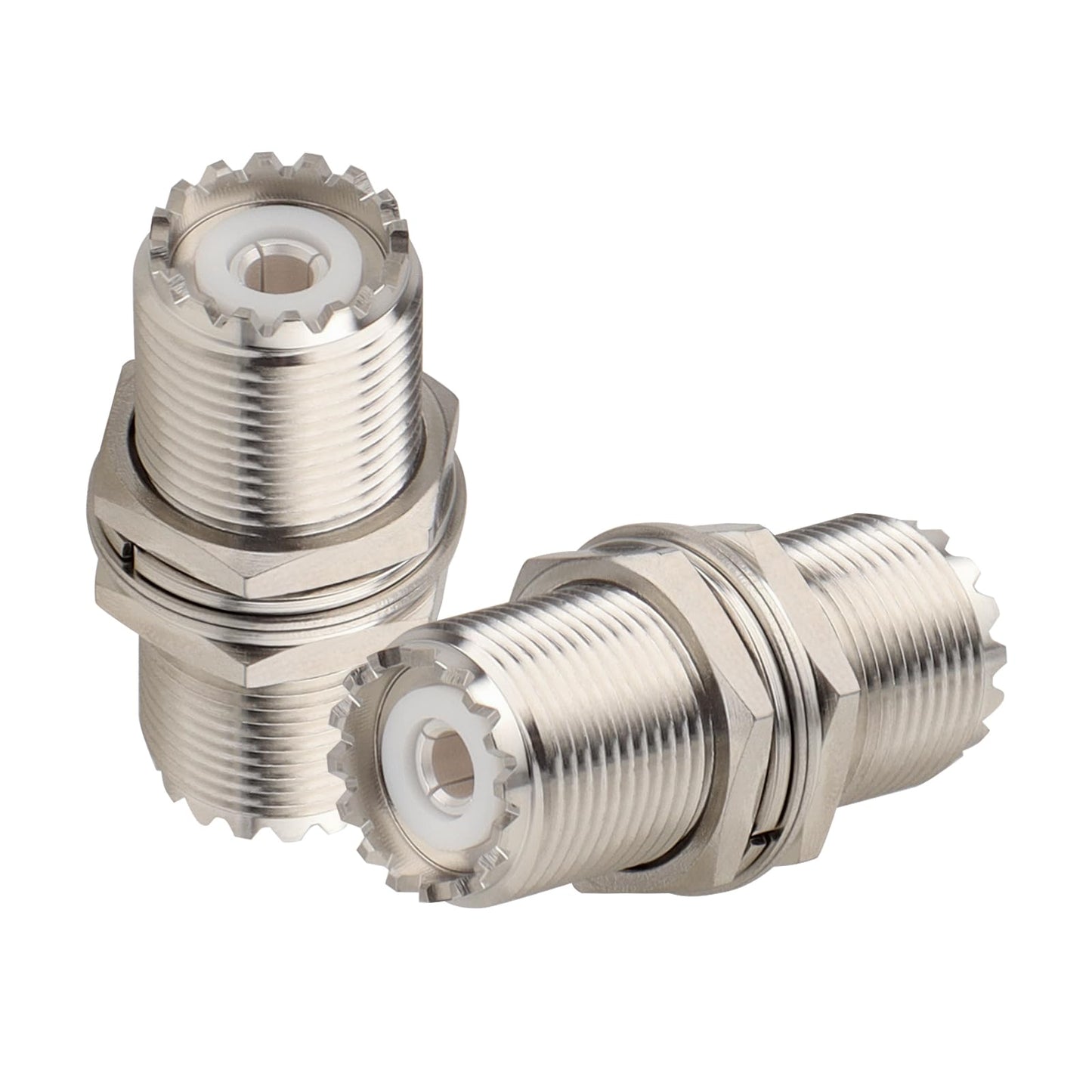 MOOKEERF 4 Pack UHF PL259 Connector Adapter UHF SO239 Female to Female Bulkhead Coax Connector 50 Ohm SO-239 PL-259 RF Coaxial Cable Adapter