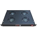 Rack Mount Fan - 4 Fans - 1U 19" Rackmount with Adjustable Temperature Control and Digital Display - Tupavco TP1701