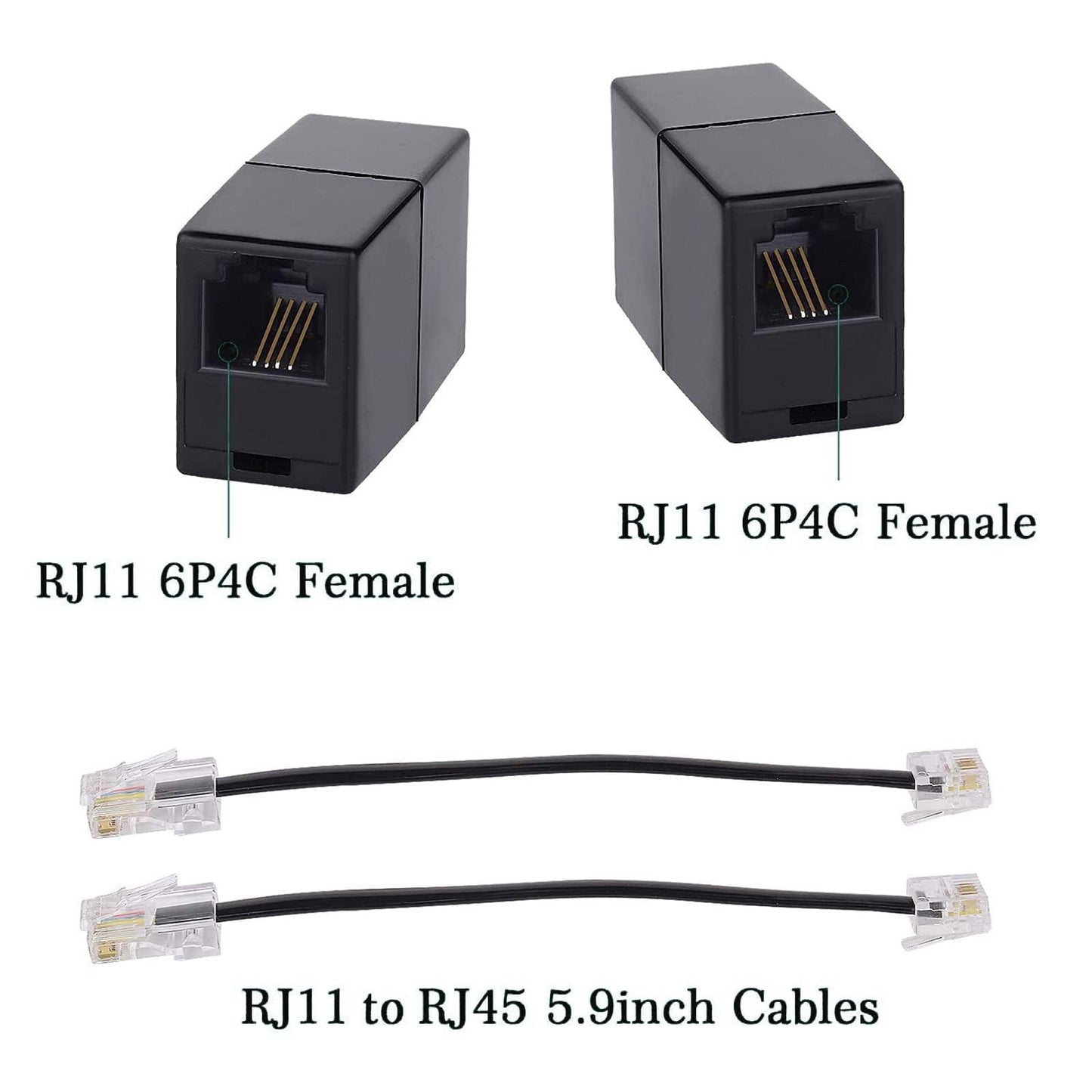 HAWAKA RJ11 Phone Jack to RJ45 Ethernet Converter Adapter Cable,RJ45 8P4C Male to RJ11 6P4C Female Telephone Adapter Wire Cord for Landline Telephone