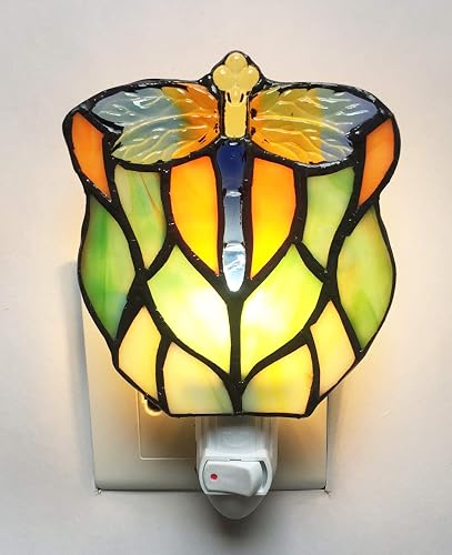 Tiffany Multicolored Glass Dragonfly Night Light HMJ7003 Lamp
