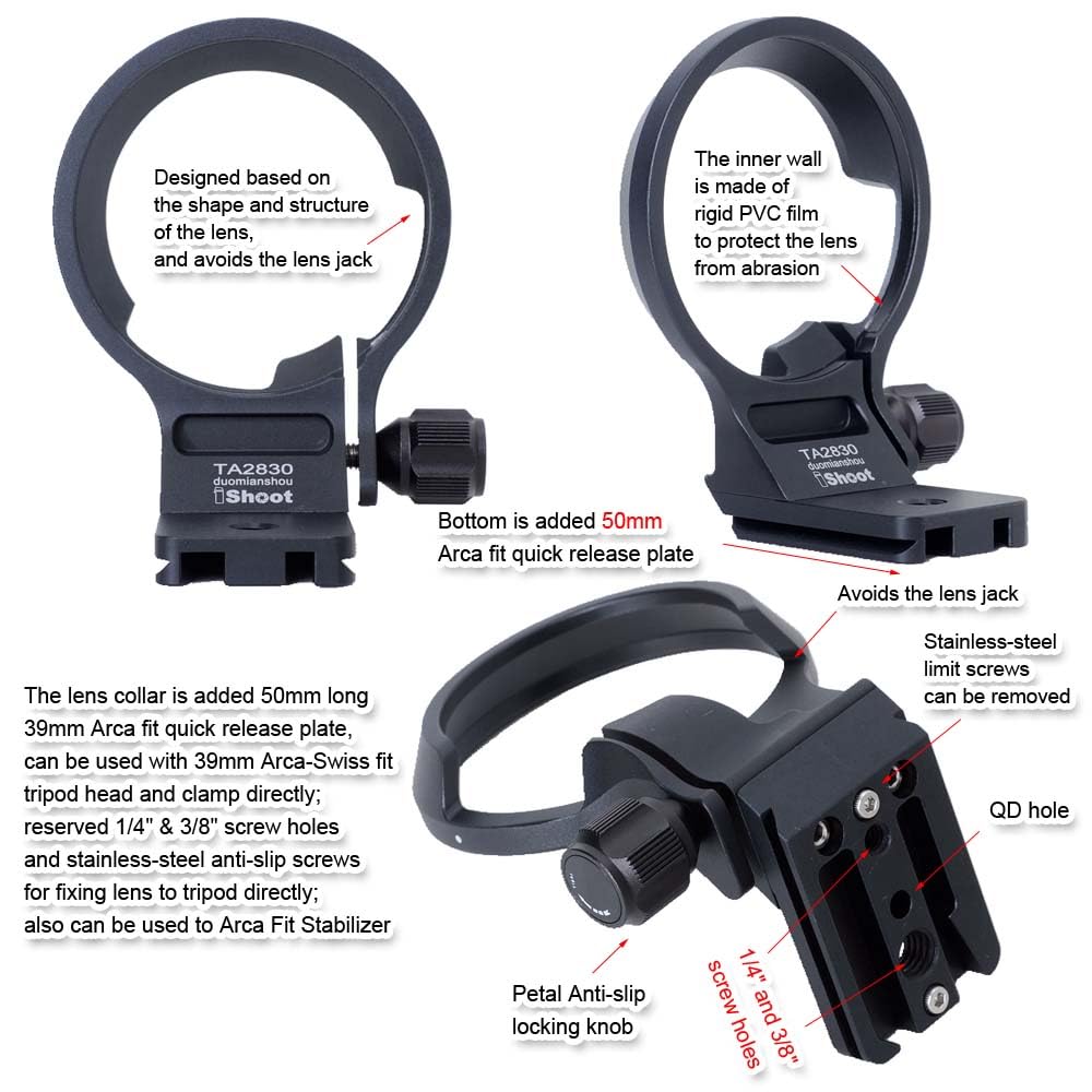iShoot Lens Collar Tripod Mount Ring Compatible with Tamron 28-300mm F4-7.1 Di III VC VXD A074 E-Mount, Support Holder Bracket Quick Release Plate