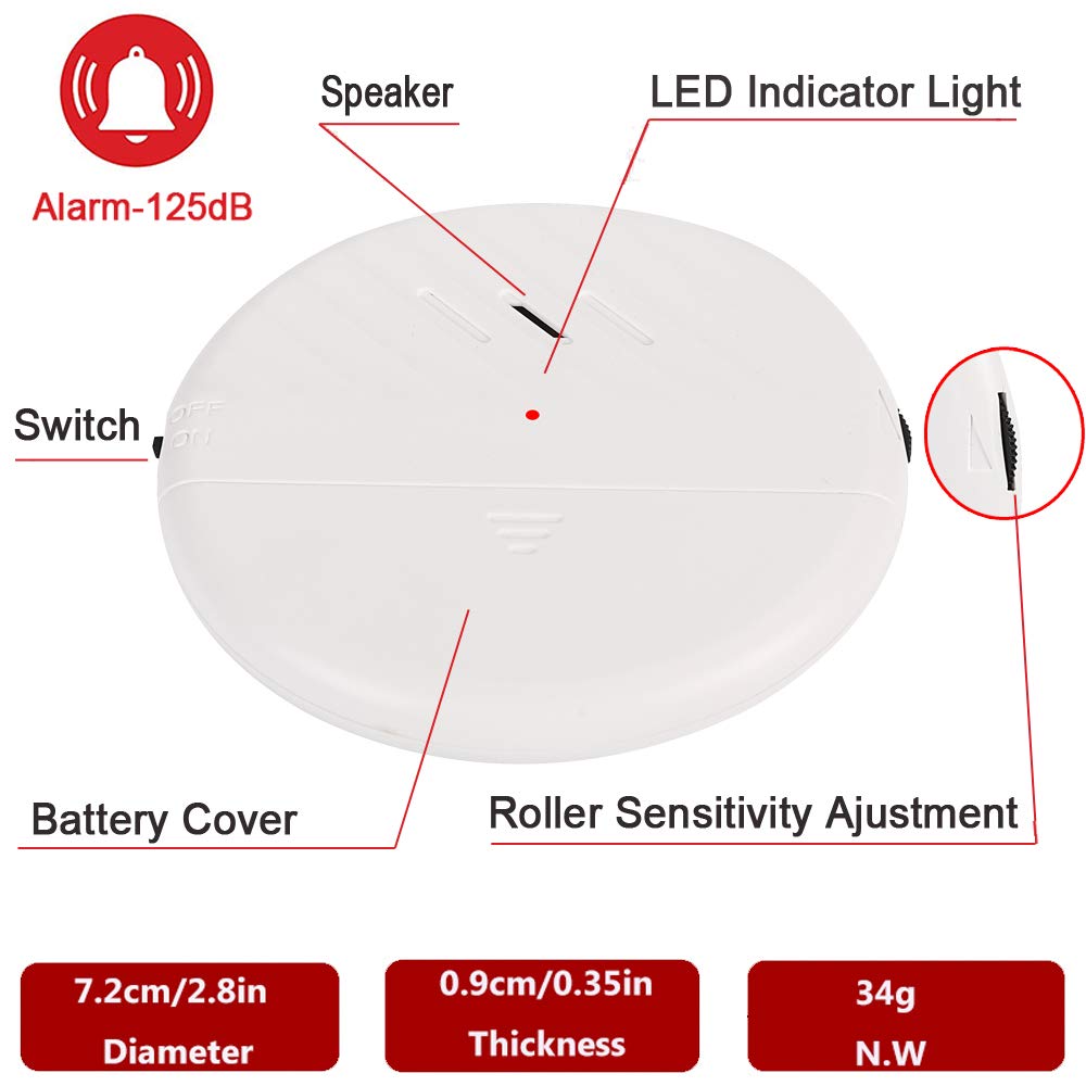 EverNary Window Vibration Alarm, 3Pack 125dB Loud Ultra-Slim Anti-Theft Alarm for Door and Window Glass Break Sensor Alert with Adjustable Sensitivity