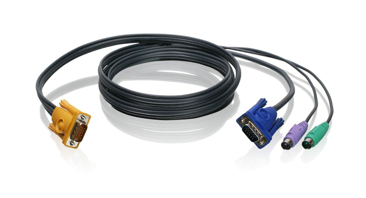 IOGEAR PS/2 KVM Bonded Cable 10-Feet with USB and VGA Connections, G2L5203PTAA