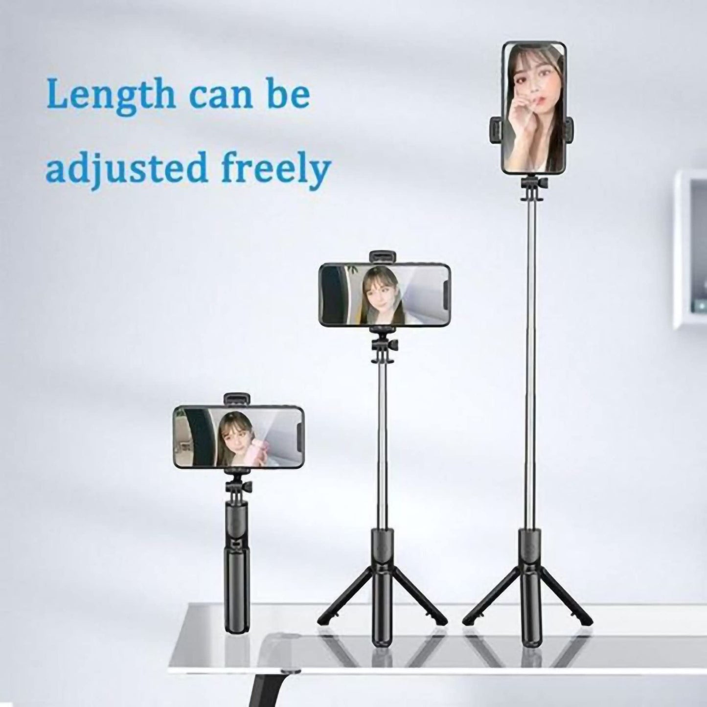 Anvirtue 6 in 1 Wireless Selfie Stick Wireless Foldable Mini Tripod with Fill Light Shutter Remote Control for iOS Android (Black)